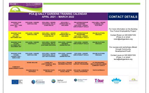 Training Calendar April 2021- March 2022