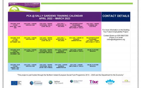 Building Your Future Training Calendar Sept 2022-March 2023